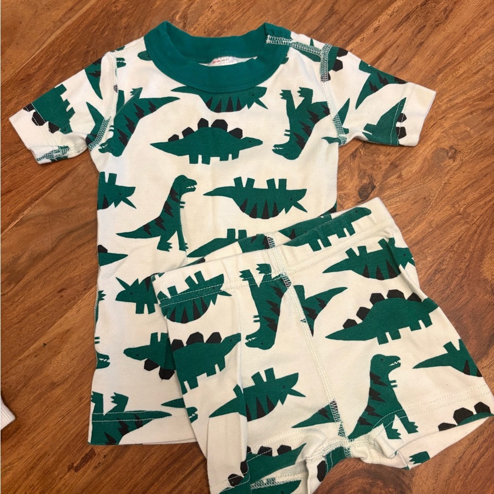 Hanna Andersson Teal Dinosaur Print Kids Pajama Set